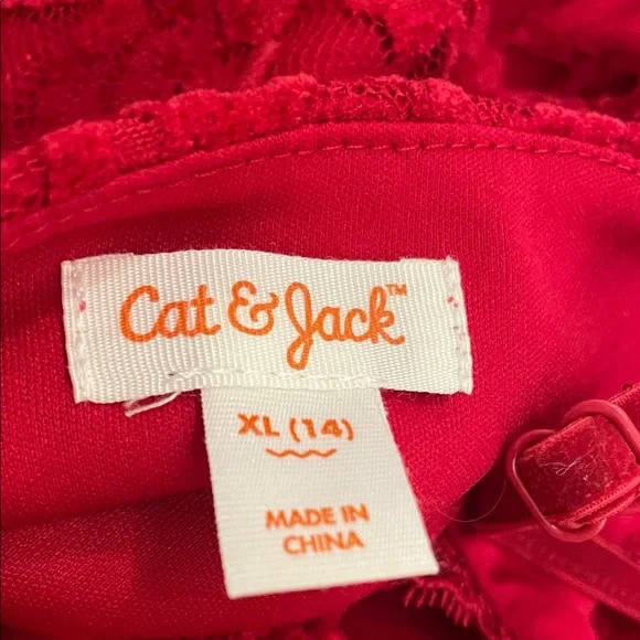 Cat & Jack Girls Tiered Lace Dress Dark Red Size XL(14) NWT - Picture 5 of 5